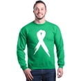 thumbnail image 1 of Shop4Ever Men's Pink Breast Cancer Awareness White Ribbon Crewneck Sweatshirt XX-Large Irish Green, 1 of 5