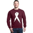 thumbnail image 1 of Shop4Ever Men's Pink Breast Cancer Awareness White Ribbon Crewneck Sweatshirt XX-Large Maroon, 1 of 5