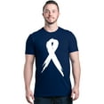 thumbnail image 1 of Shop4Ever Men's Pink Breast Cancer Awareness White Ribbon Graphic T-shirt Medium Navy, 1 of 5