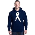 thumbnail image 1 of Shop4Ever Men's Pink Breast Cancer Awareness White Ribbon Hooded Sweatshirt Hoodie X-Large Navy, 1 of 5