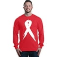 thumbnail image 1 of Shop4Ever Men's Pink Breast Cancer Awareness White Ribbon Long Sleeve Shirt Large Red, 1 of 5