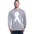 thumbnail image 1 of Shop4Ever Men's Pink Breast Cancer Awareness White Ribbon Long Sleeve Shirt XX-Large Sports Grey, 1 of 5
