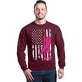thumbnail image 1 of Shop4Ever Men's Pink Breast Cancer Ribbon American Flag Crewneck Sweatshirt XXX-Large Maroon, 1 of 5