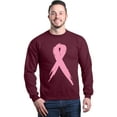 thumbnail image 1 of Shop4Ever Men's Pink Breast Cancer Ribbon Awareness Support Crewneck Sweatshirt Small Maroon, 1 of 5