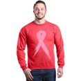 thumbnail image 1 of Shop4Ever Men's Pink Breast Cancer Ribbon Awareness Support Crewneck Sweatshirt Small Red, 1 of 5