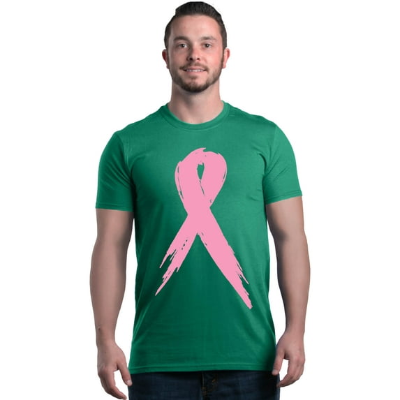 Shop4Ever Men's Pink Breast Cancer Ribbon Awareness Support Graphic T-shirt XX-Large Kelly