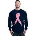 thumbnail image 1 of Shop4Ever Men's Pink Breast Cancer Ribbon Awareness Support Long Sleeve Shirt Large Navy, 1 of 5