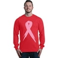 thumbnail image 1 of Shop4Ever Men's Pink Breast Cancer Ribbon Awareness Support Long Sleeve Shirt Large Red, 1 of 5