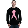 thumbnail image 1 of Shop4Ever Men's Pink Breast Cancer Ribbon Awareness Support Long Sleeve Shirt Small Black, 1 of 5