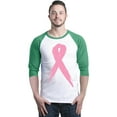 thumbnail image 1 of Shop4Ever Men's Pink Breast Cancer Ribbon Awareness Support Raglan Baseball Shirt Large White/Kelly, 1 of 5