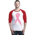 thumbnail image 1 of Shop4Ever Men's Pink Breast Cancer Ribbon Awareness Support Raglan Baseball Shirt X-Small White/Red, 1 of 5