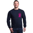 thumbnail image 1 of Shop4Ever Men's Pink Breast Cancer Ribbon Pin Breast Cancer Crewneck Sweatshirt X-Large Navy, 1 of 5