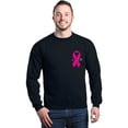 thumbnail image 1 of Shop4Ever Men's Pink Breast Cancer Ribbon Pin Breast Cancer Crewneck Sweatshirt XX-Large Black, 1 of 5