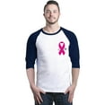 thumbnail image 1 of Shop4Ever Men's Pink Breast Cancer Ribbon Pin Breast Cancer Raglan Baseball Shirt Small White/Navy, 1 of 5
