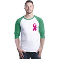 thumbnail image 1 of Shop4Ever Men's Pink Breast Cancer Ribbon Pin Breast Cancer Raglan Baseball Shirt X-Large White/Kelly, 1 of 5