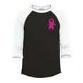 thumbnail image 1 of Shop4Ever Men's  Pink Breast Cancer Ribbon Pin Breast Cancer Raglan Baseball Shirt X-Small Black/White, 1 of 4