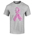 thumbnail image 1 of Shop4Ever Men's Pink Butterfly Ribbon Breast Cancer Awareness Graphic T-shirt Large Sports Grey, 1 of 5