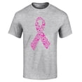 thumbnail image 1 of Shop4Ever Men's Pink Butterfly Ribbon Breast Cancer Awareness Graphic T-shirt Medium Sports Grey, 1 of 5