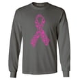 thumbnail image 1 of Shop4Ever Men's Pink Butterfly Ribbon Breast Cancer Awareness Long Sleeve Shirt XXX-Large Charcoal, 1 of 5