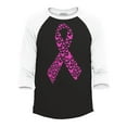 thumbnail image 1 of Shop4Ever Men's Pink Butterfly Ribbon Breast Cancer Awareness Raglan Baseball Shirt Large Black/White, 1 of 4