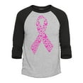 thumbnail image 1 of Shop4Ever Men's Pink Butterfly Ribbon Breast Cancer Awareness Raglan Baseball Shirt X-Small Heather Grey/Black, 1 of 4