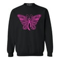 thumbnail image 1 of Shop4Ever Men's Pink Ribbon Butterfly Breast Cancer Awareness Crewneck Sweatshirt Medium Black, 1 of 5