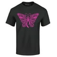 thumbnail image 1 of Shop4Ever Men's Pink Ribbon Butterfly Breast Cancer Awareness Graphic T-shirt X-Large Black, 1 of 5