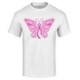 thumbnail image 1 of Shop4Ever Men's Pink Ribbon Butterfly Breast Cancer Awareness Graphic T-shirt X-Large White, 1 of 5