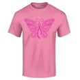 thumbnail image 1 of Shop4Ever Men's Pink Ribbon Butterfly Breast Cancer Awareness Graphic T-shirt XXXX-Large Azalea Pink, 1 of 5
