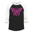 thumbnail image 1 of Shop4Ever Men's Pink Ribbon Butterfly Breast Cancer Awareness Raglan Baseball Shirt XX-Large Black/White, 1 of 4