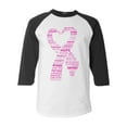 thumbnail image 1 of Shop4Ever Men's Pink Ribbon Heart Montage Word Cloud Breast Cancer Raglan Baseball Shirt Large White/Black, 1 of 5