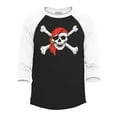 thumbnail image 1 of Shop4Ever Men's Pirate Skull and Crossbones Pirate Flag Raglan Baseball Shirt X-Small Black/White, 1 of 4