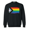thumbnail image 1 of Shop4Ever Men's Progress Pride Flag Inclusive Rainbow Gay LGBTQ Crewneck Sweatshirt Medium Black, 1 of 5