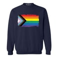 thumbnail image 1 of Shop4Ever Men's Progress Pride Flag Inclusive Rainbow Gay LGBTQ Crewneck Sweatshirt Small Navy, 1 of 5