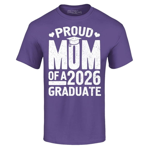 Shop4Ever Men's Proud Mom of a 2026 Graduate Graphic T-shirt Small Purple
