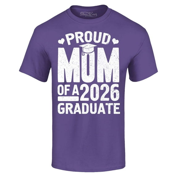 Shop4Ever Men's Proud Mom of a 2026 Graduate Graphic T-shirt XXXXX-Large Purple