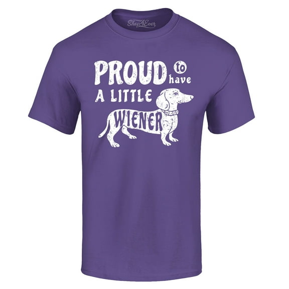 Shop4Ever Men's Proud to Have a Little Weiner Funny Dachshund Dog Graphic T-shirt Large Purple