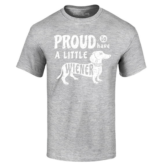 Shop4Ever Men's Proud to Have a Little Weiner Funny Dachshund Dog Graphic T-shirt XXXX-Large Sports Grey