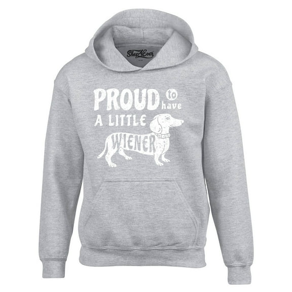 Shop4Ever Men's Proud to Have a Little Weiner Funny Dachshund Dog Hooded Sweatshirt Hoodie XX-Large Sports Grey