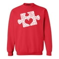 thumbnail image 1 of Shop4Ever Men's Puzzle Heart Autism Awareness Crewneck Sweatshirt XX-Large Red, 1 of 5