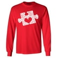 thumbnail image 1 of Shop4Ever Men's Puzzle Heart Autism Awareness Long Sleeve Shirt XX-Large Red, 1 of 5