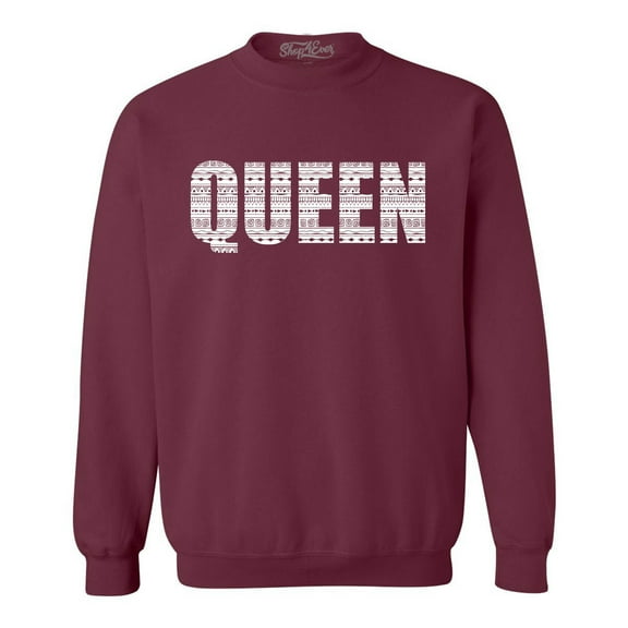 Shop4Ever Men's Queen African Pattern Style Crewneck Sweatshirt XX-Large Maroon