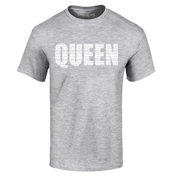 Shop4Ever Men's Queen African Pattern Style Graphic T-shirt Large Sports Grey