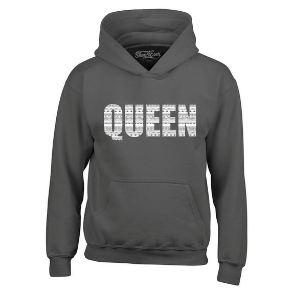 Shop4Ever Men's Queen African Pattern Style Hooded Sweatshirt Hoodie Large Charcoal