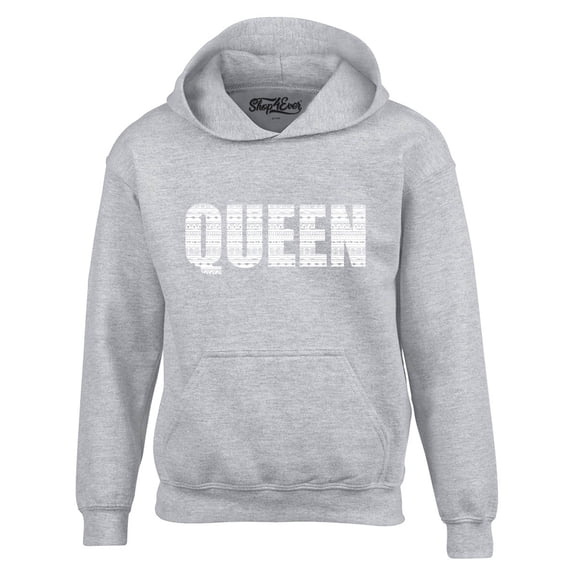 Shop4Ever Men's Queen African Pattern Style Hooded Sweatshirt Hoodie XX-Large Sports Grey