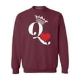 thumbnail image 1 of Shop4Ever Men's Queen of Hearts Crewneck Sweatshirt Medium Maroon, 1 of 5