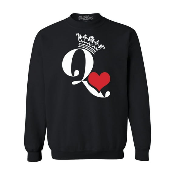 Shop4Ever Men's Queen of Hearts Crewneck Sweatshirt X-Large Black