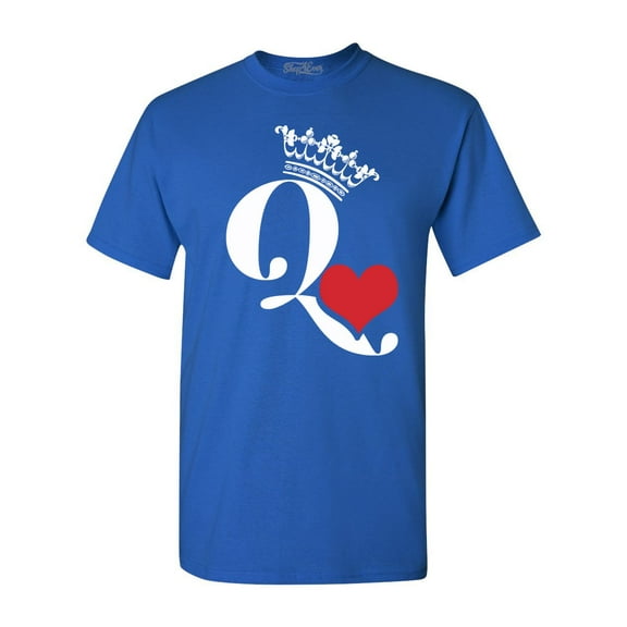 Shop4Ever Men's Queen of Hearts Graphic T-shirt Large Royal Blue