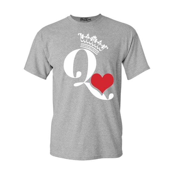 Shop4Ever Men's Queen of Hearts Graphic T-shirt Large Sports Grey