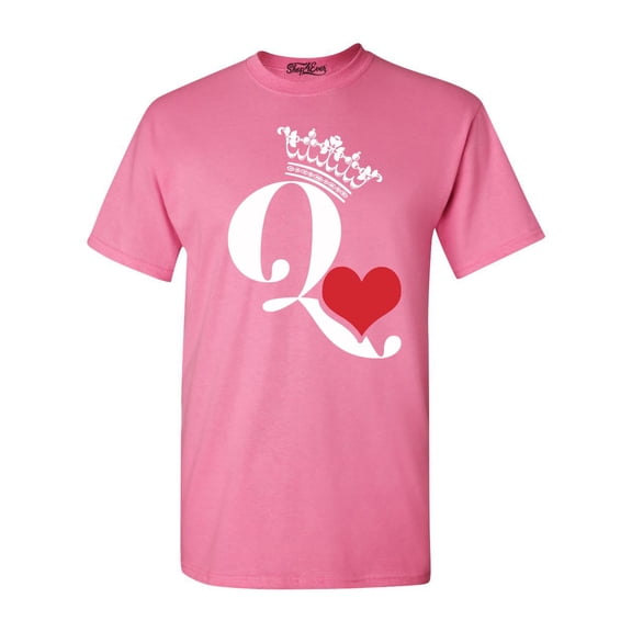 Shop4Ever Men's Queen of Hearts Graphic T-shirt Small Azalea Pink